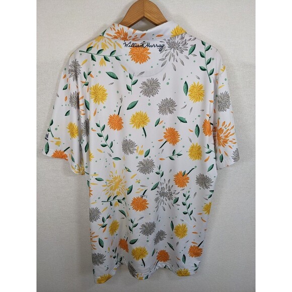 William Murray Golf Polo Shirt Men’s L XL Mums The Word White Floral Performance - Picture 9 of 12